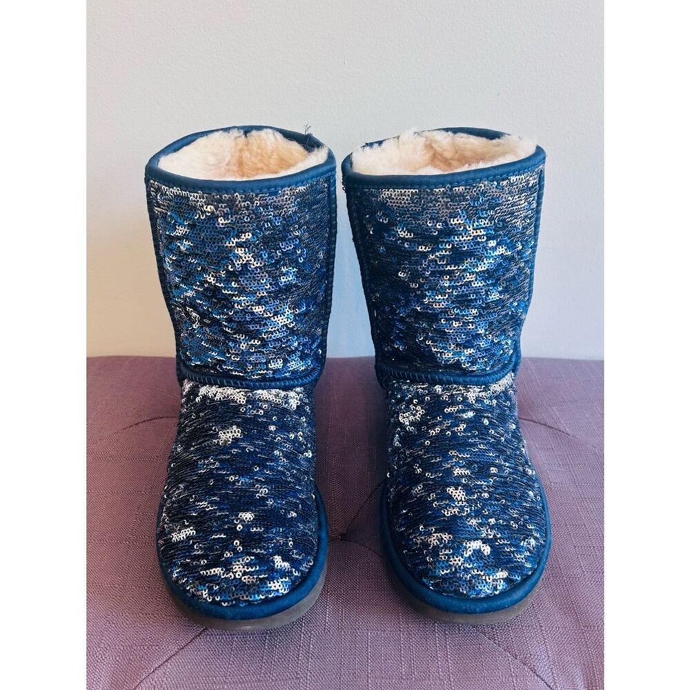 UGG Classic Short Sequin Boots in Midnight Blue & Silver!